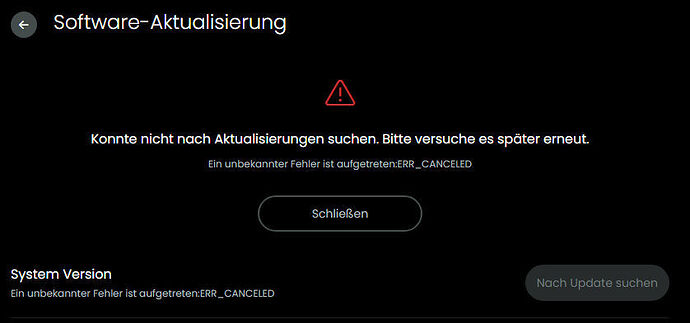 Fehler nach Aktualisierung
