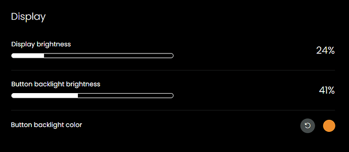Display settings screen