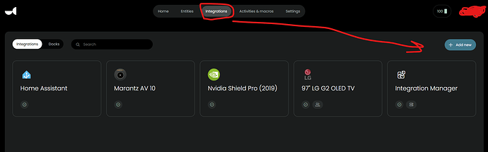 Integrations tab
