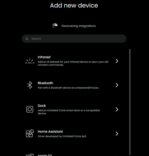 Add new device screen